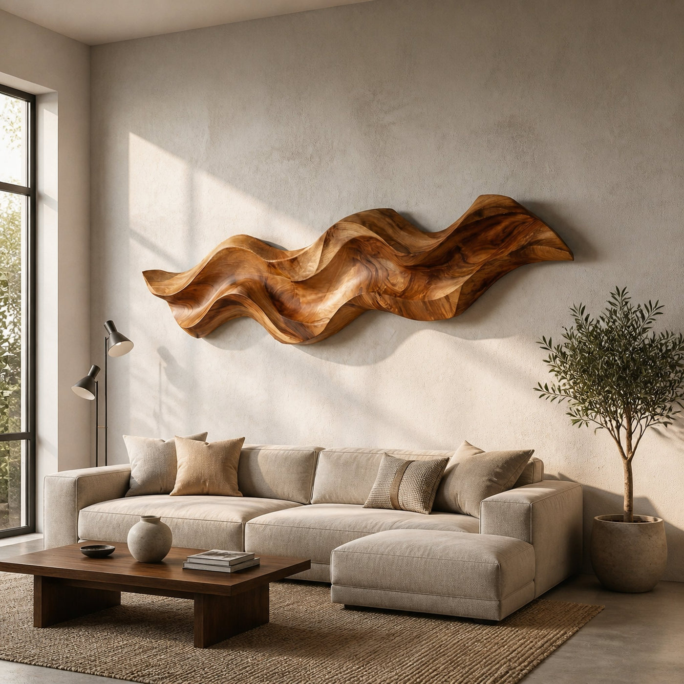 Organic Curved Wood Wall Art For Contemporary Home Decor