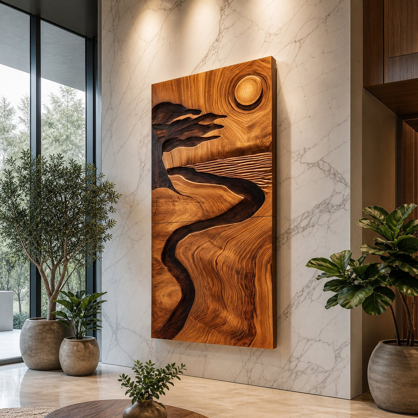 Organic Desert Wood Wall Art For Minimalist Contemporary Interior Design