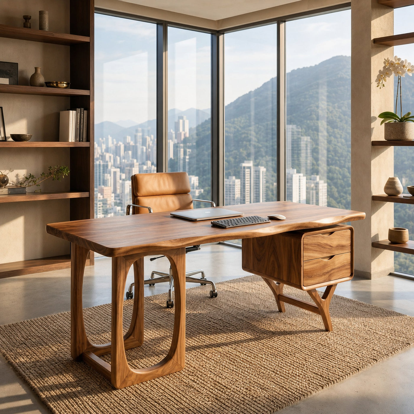 Organic Dual Pedestal Executive Desk Luxury Office