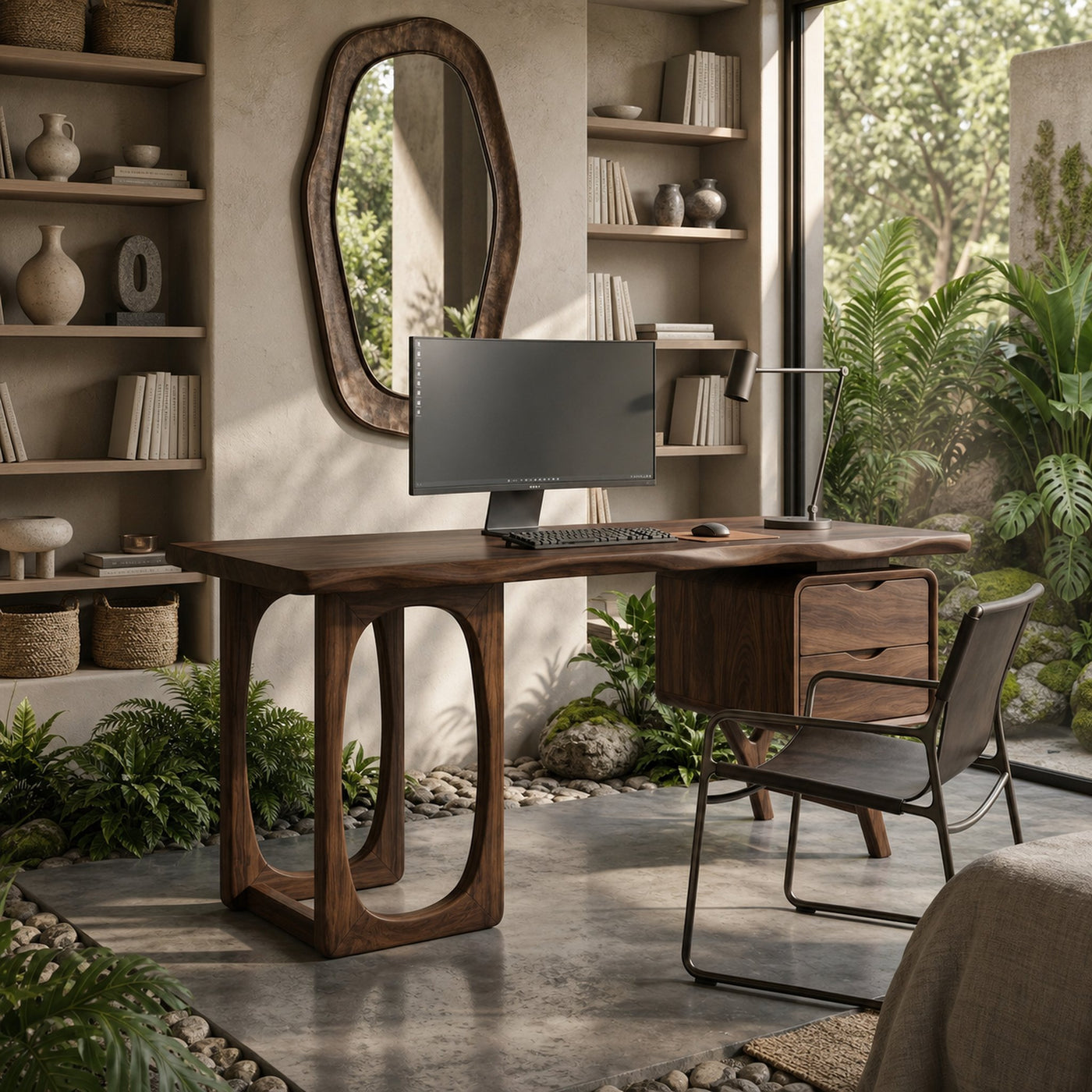Organic Dual Pedestal Executive Desk Luxury Office - product view 6