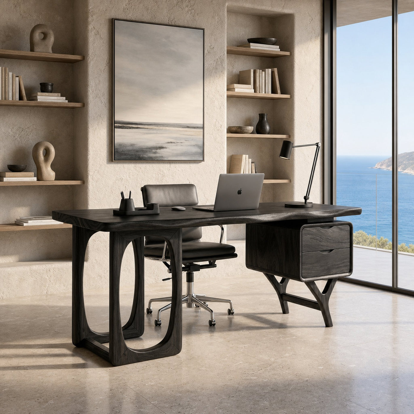 Organic Dual Pedestal Executive Desk Luxury Office - product view 7