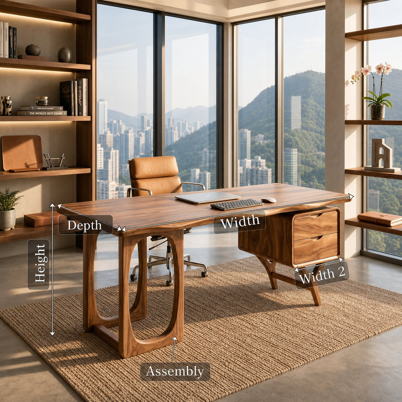 Organic Dual Pedestal Executive Desk Luxury Office - product view 8