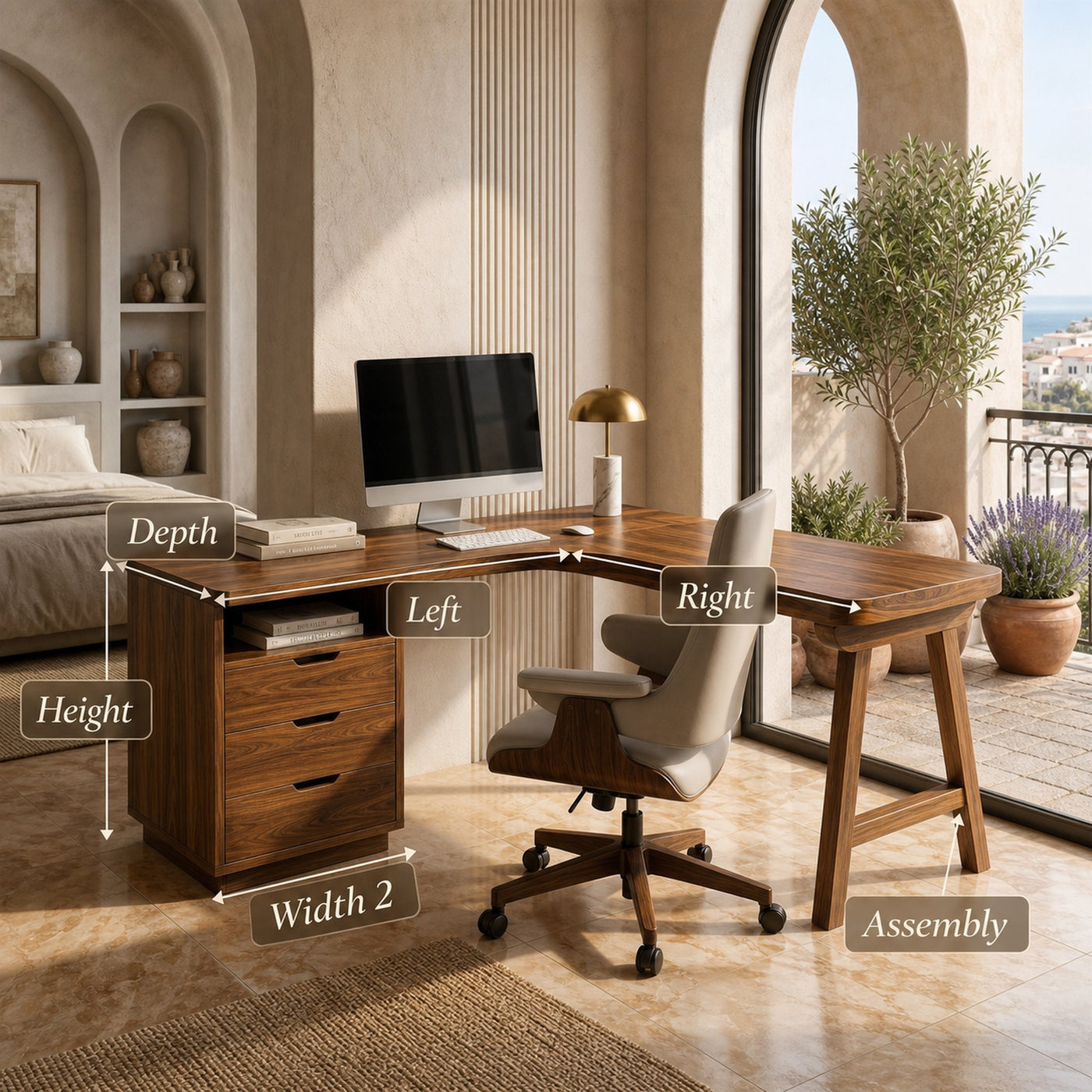 Organic Executive Desk Bedroom Workspace - product view 8