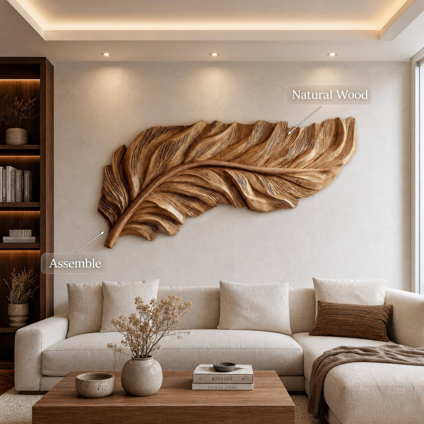 Organic Feather Wall Art Nature Inspired For Home Decor - product view 5