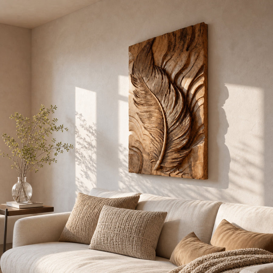 Organic Feather Wall Art Sculpture For Modern Living Space