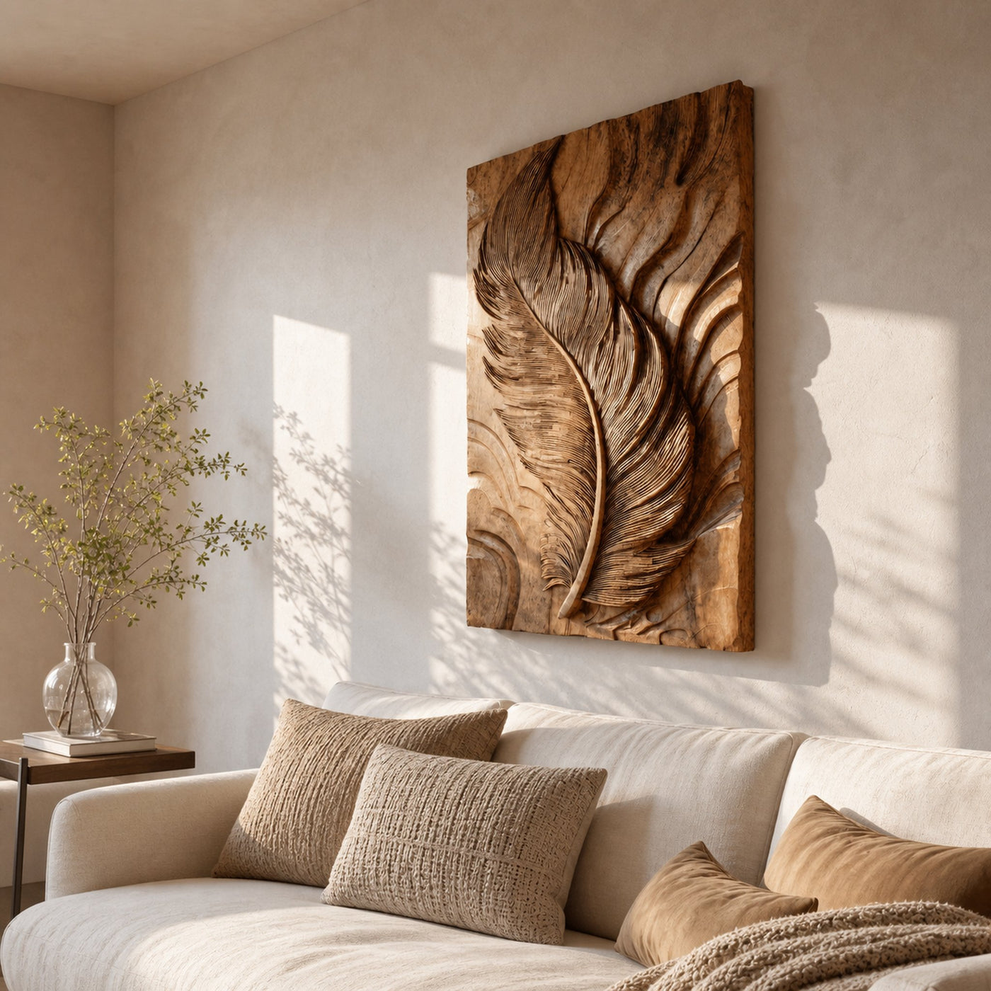 Organic Feather Wall Art Sculpture For Modern Living Space