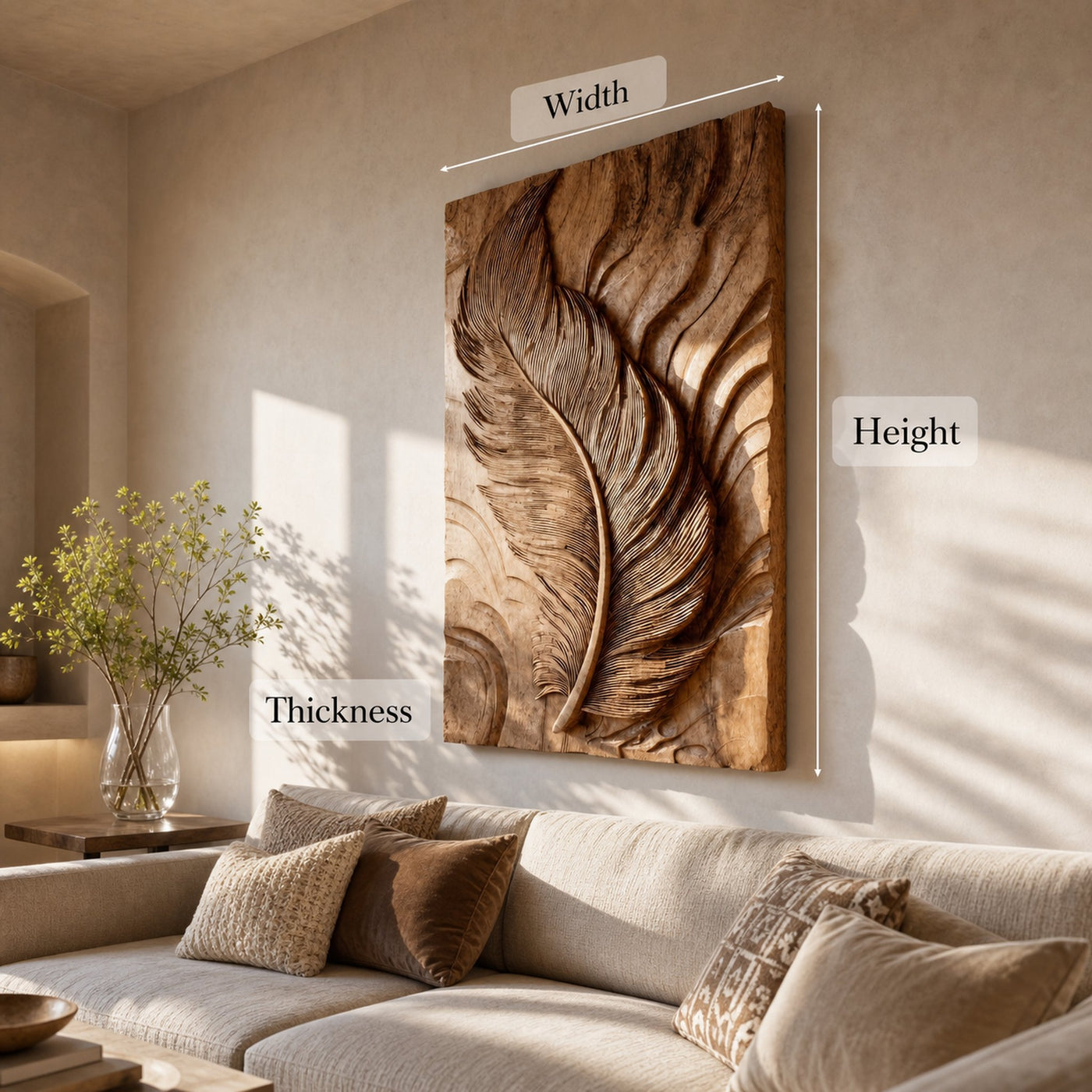 Organic Feather Wall Art Sculpture For Modern Living Space - product view 6