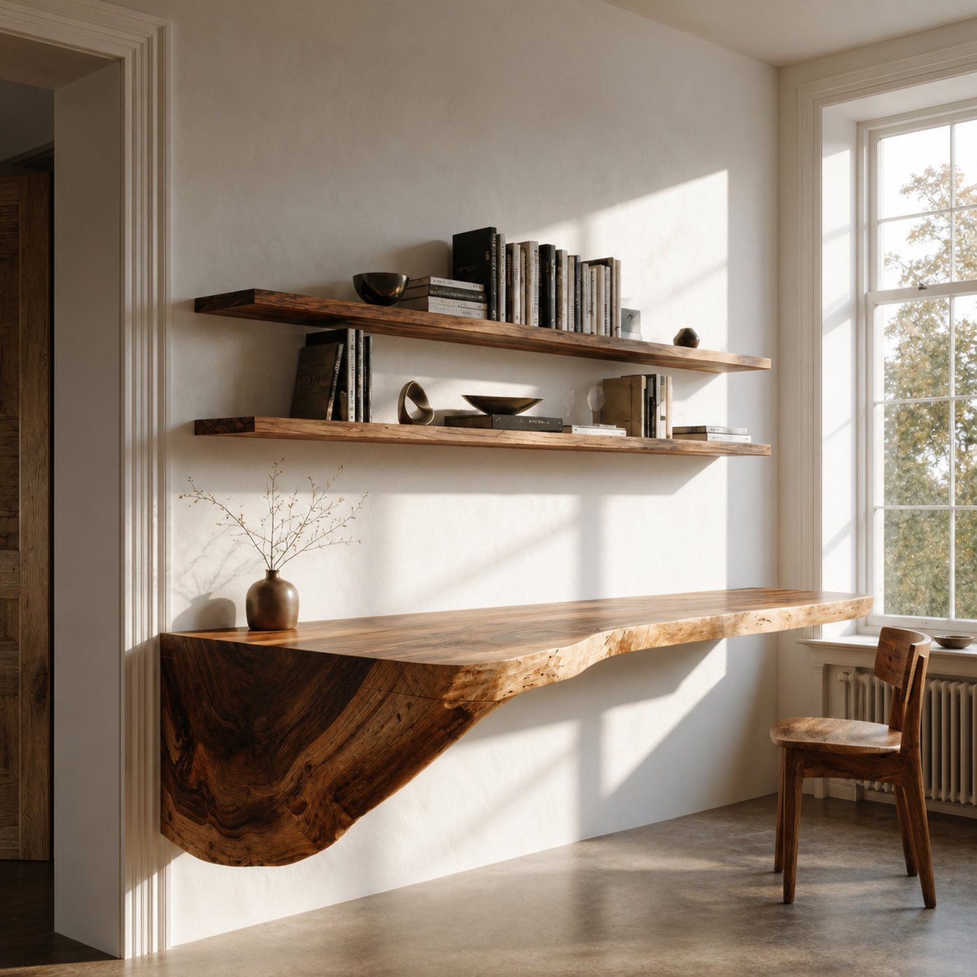 Organic Floating Desk For Home Office Or Living Space