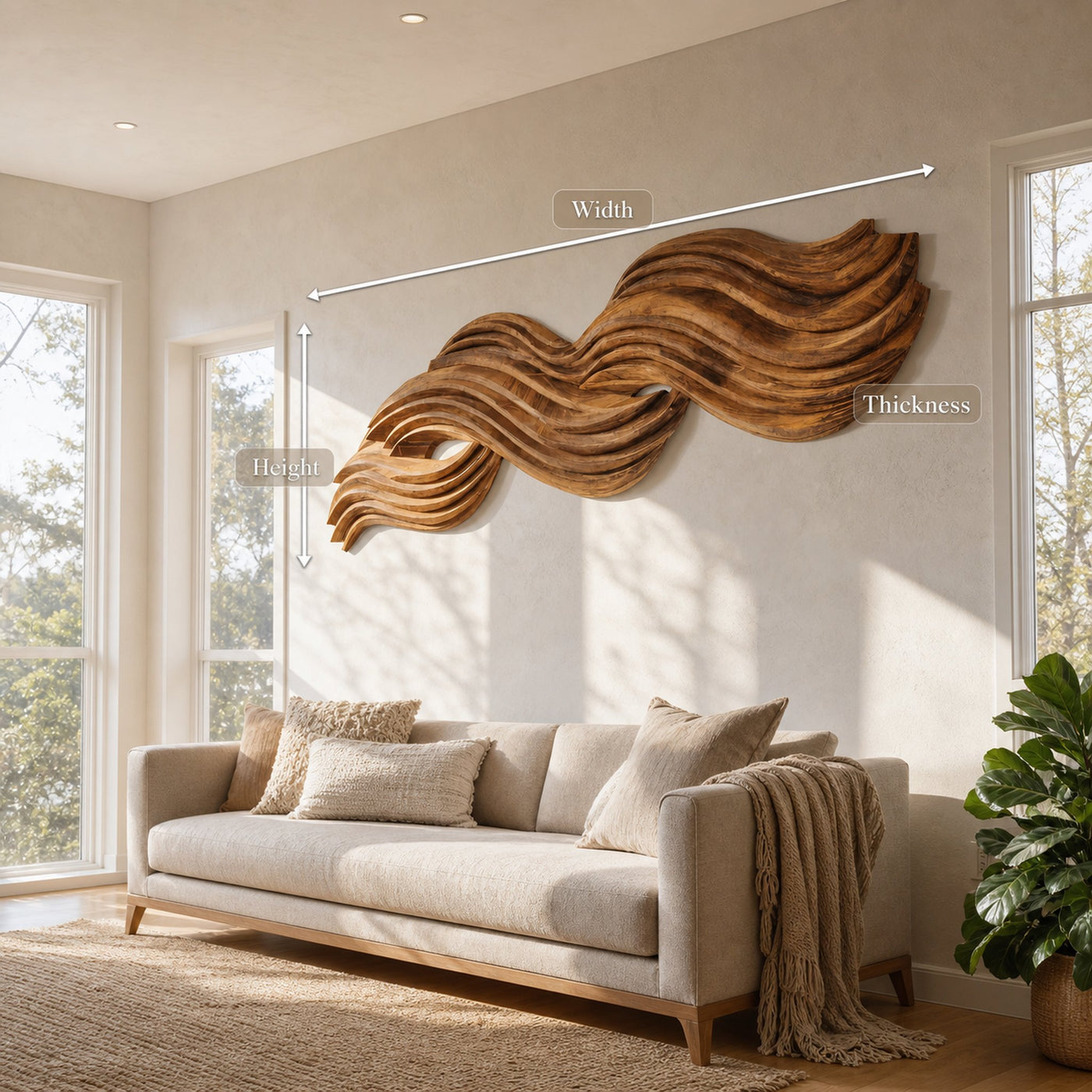 Organic Flow Wall Sculpture For Contemporary Living Room - product view 8