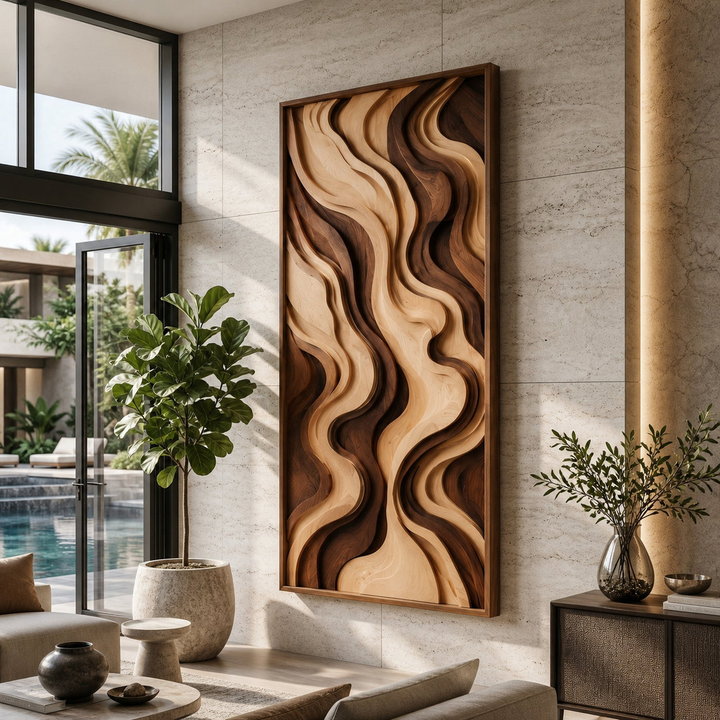 Organic Flowing Panel Wall Art For Bedroom
