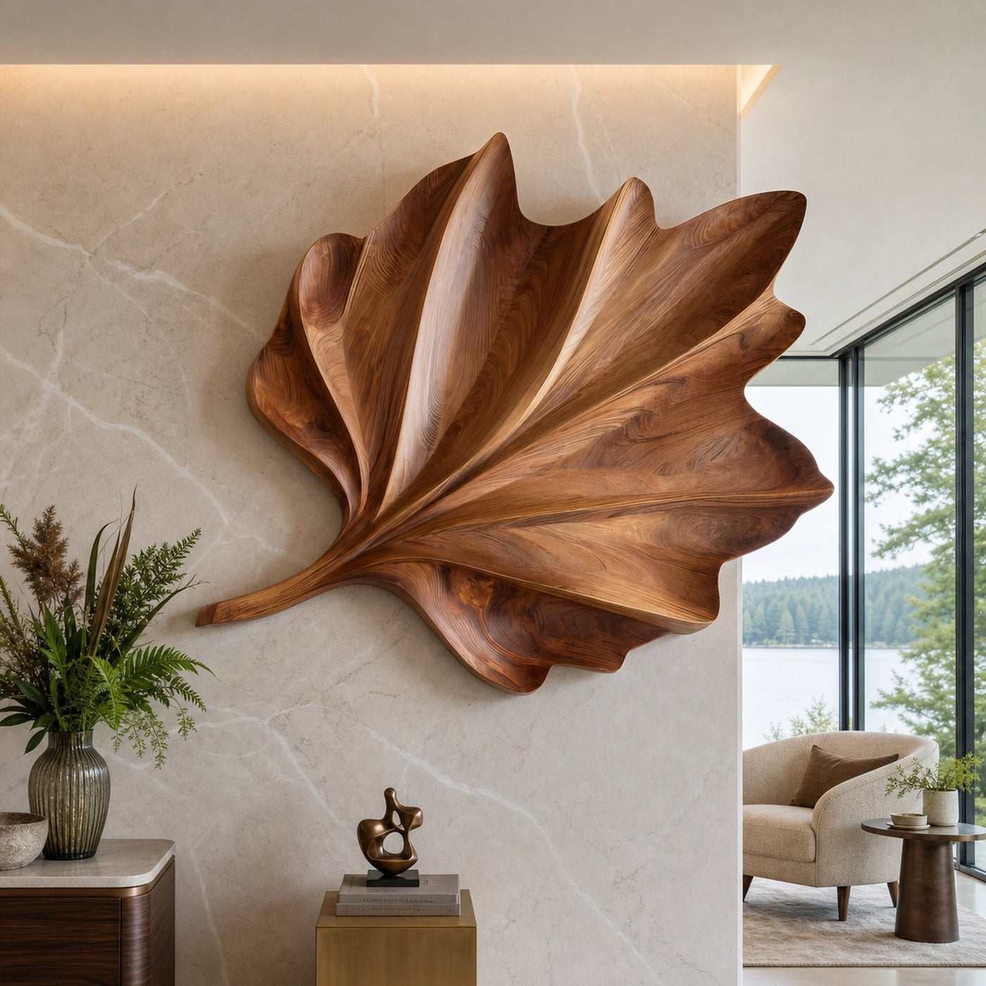 Organic Ginkgo Wall Shelf For Bedroom Interior