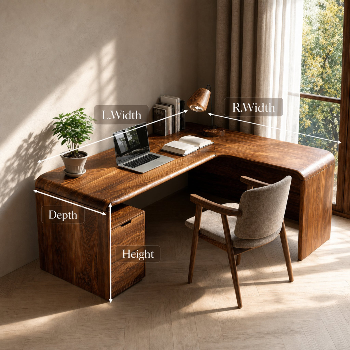 Organic L Shaped Desk For Home Office Or Workspace - product view 6