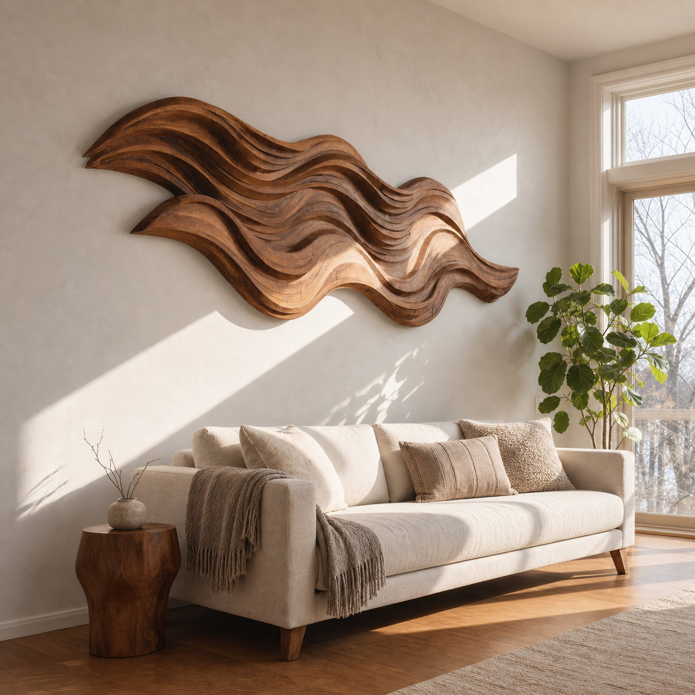 Organic Large Abstract Wave Wall Art For Living Room