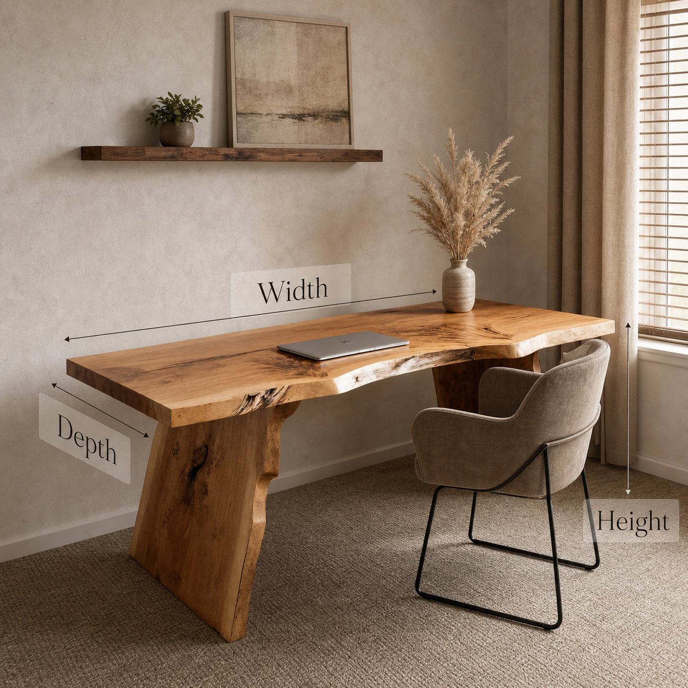 Organic Live Edge Desk For Home Office Setup - product view 6
