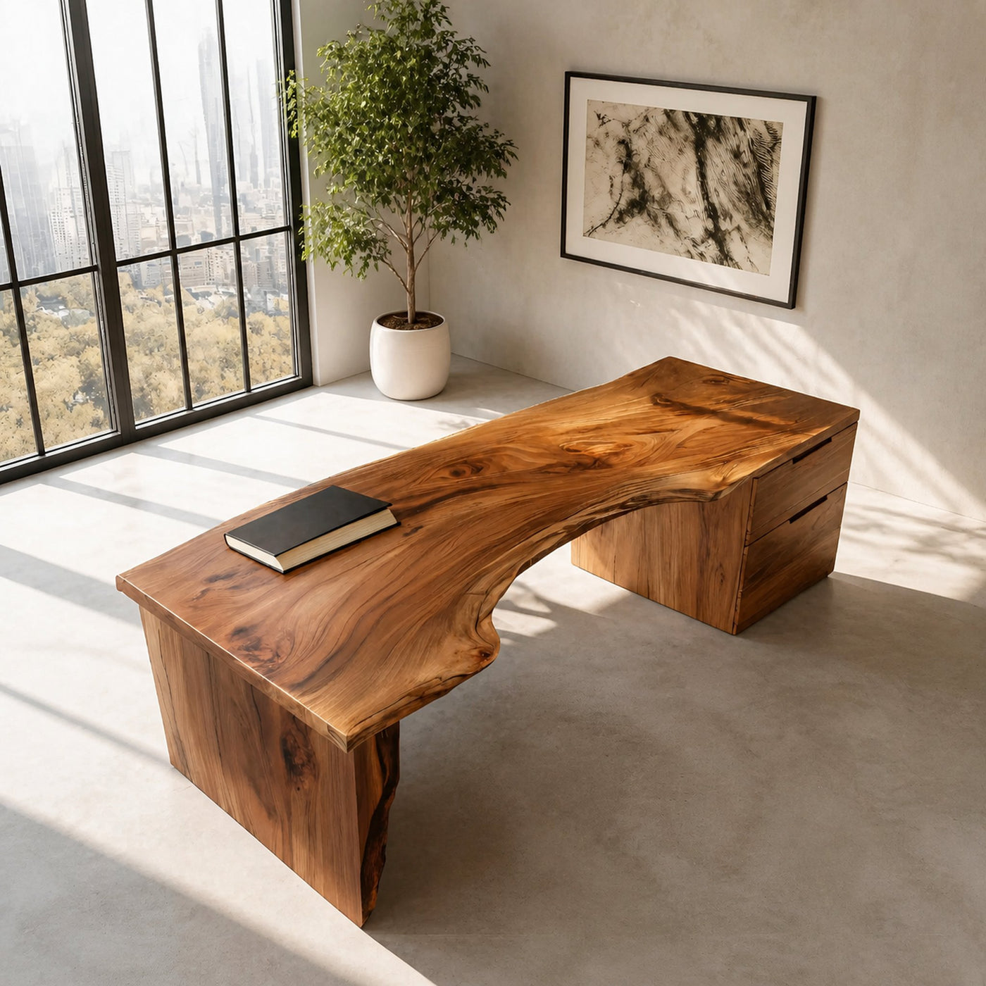 Organic Live Edge Desk For Office Or Studio Interior