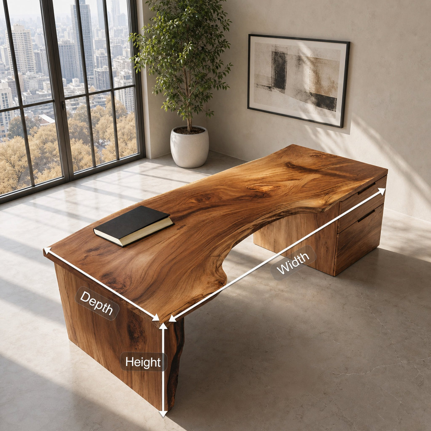 Organic Live Edge Desk For Office Or Studio Interior - product view 8