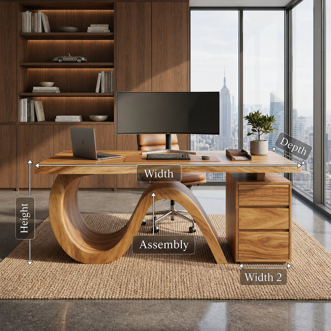 Organic Live Edge Executive Desk City Office - product view 8