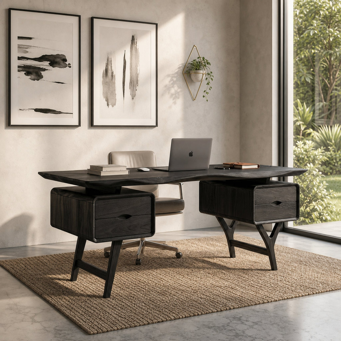 Organic Live Edge Executive Desk Coastal Office - product view 7