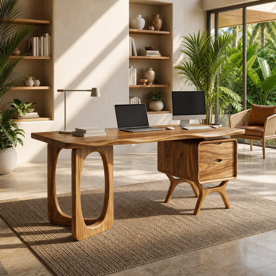 Organic Live Edge Executive Desk Modern Office
