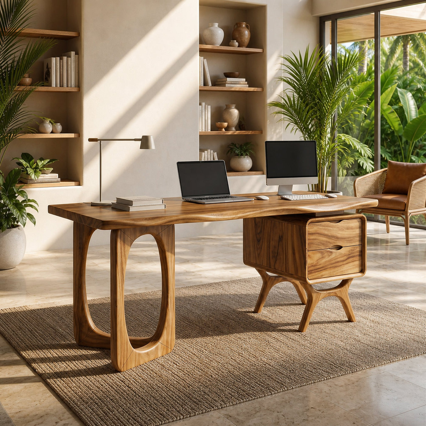 Organic Live Edge Executive Desk Modern Office