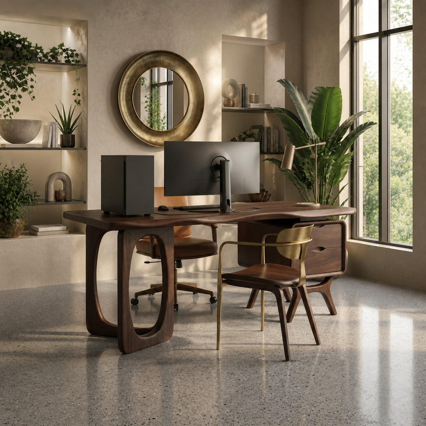 Organic Live Edge Executive Desk Modern Office - product view 6