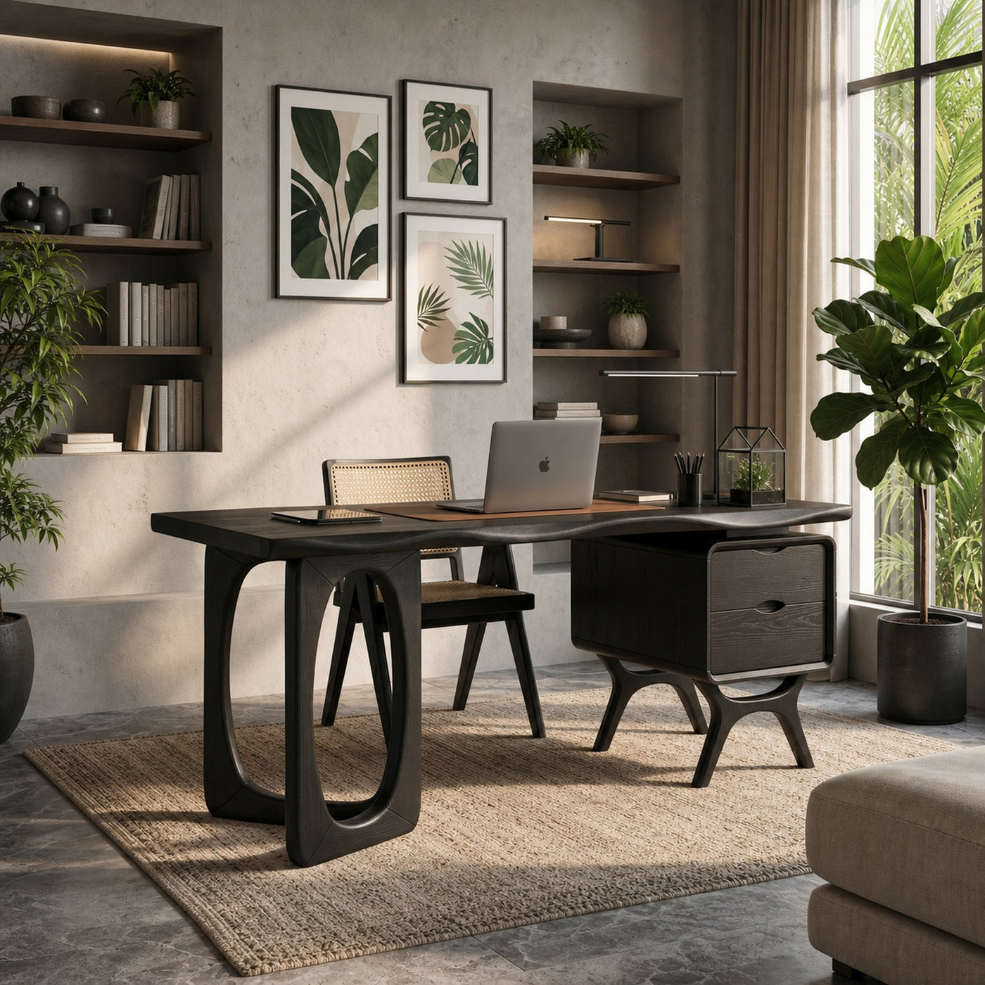 Organic Live Edge Executive Desk Modern Office - product view 7