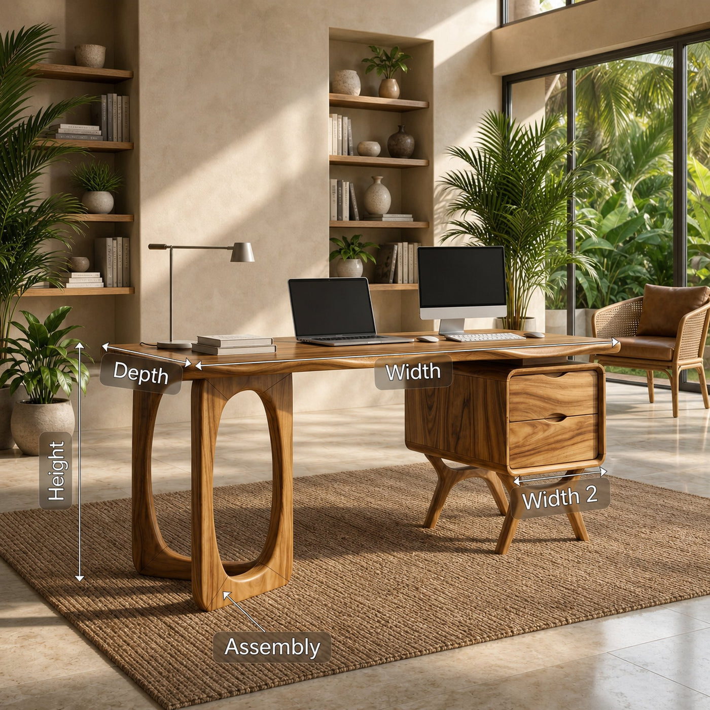 Organic Live Edge Executive Desk Modern Office - product view 8