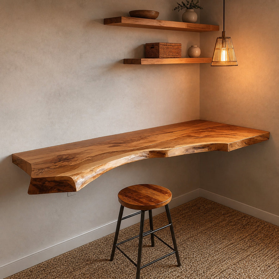 Organic Live Edge Wall Desk For Small Office