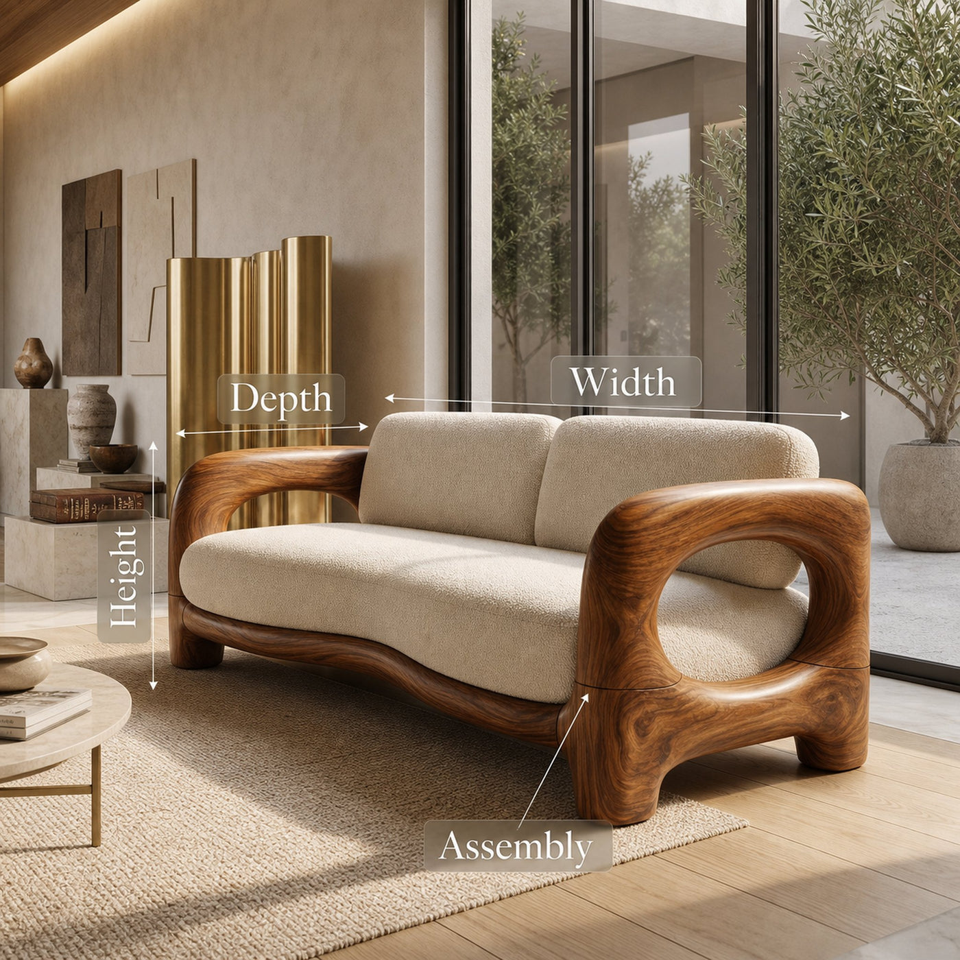 Organic Loop Frame Sofa Luxury Modern Residence - product view 8