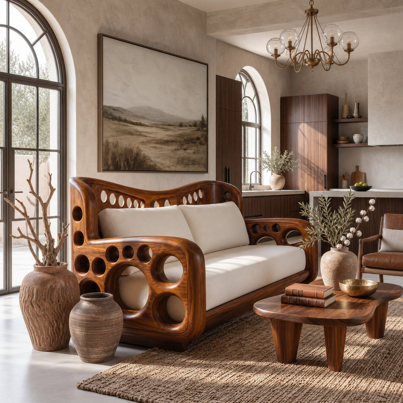 Organic Lounge Sofa With Sculptural Solid Wood Construction - product view 6