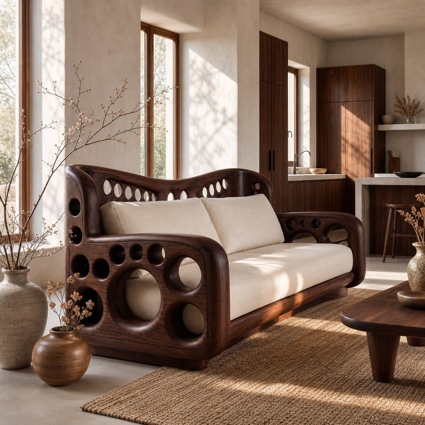 Organic Lounge Sofa With Sculptural Solid Wood Construction - product view 7