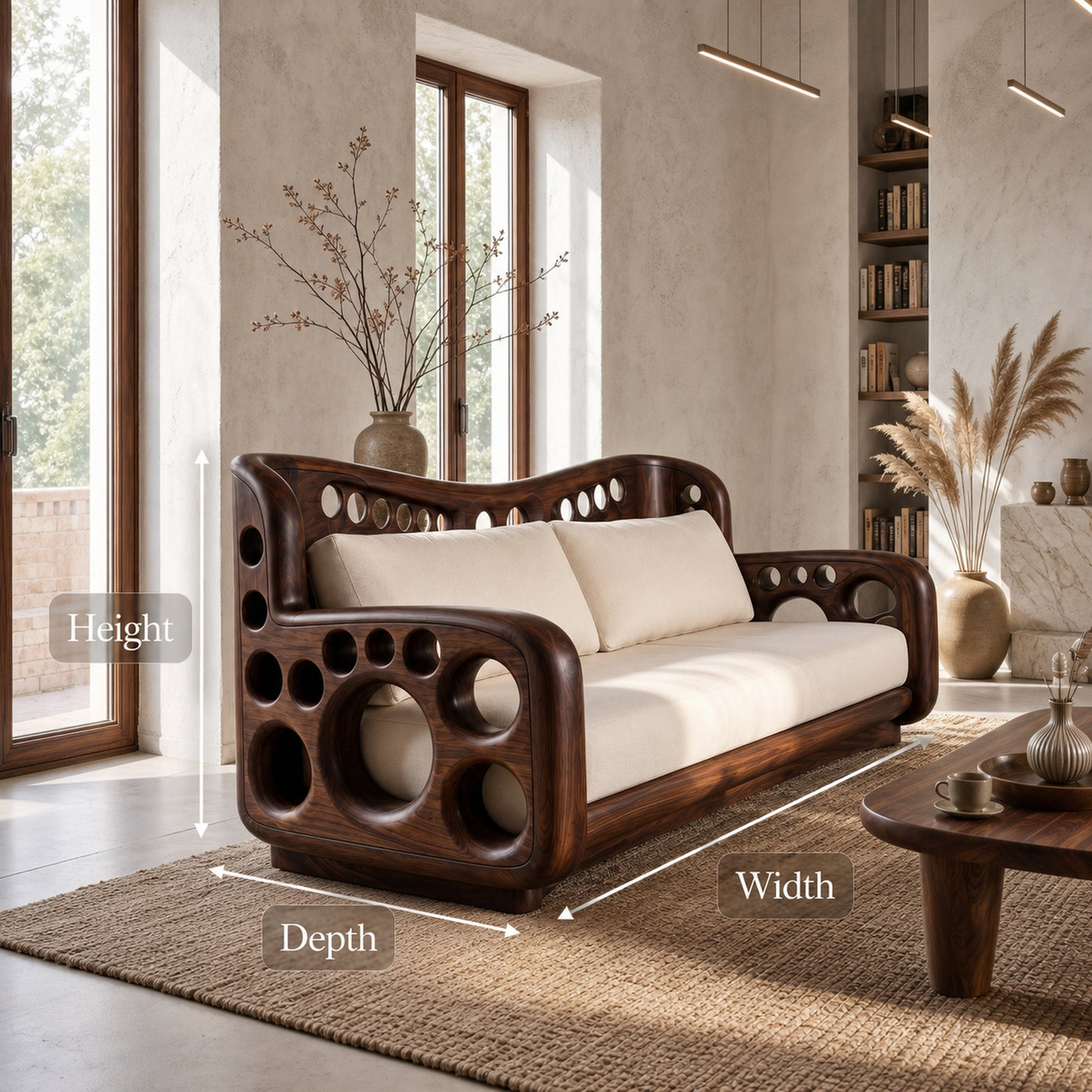 Organic Lounge Sofa With Sculptural Solid Wood Construction - product view 8