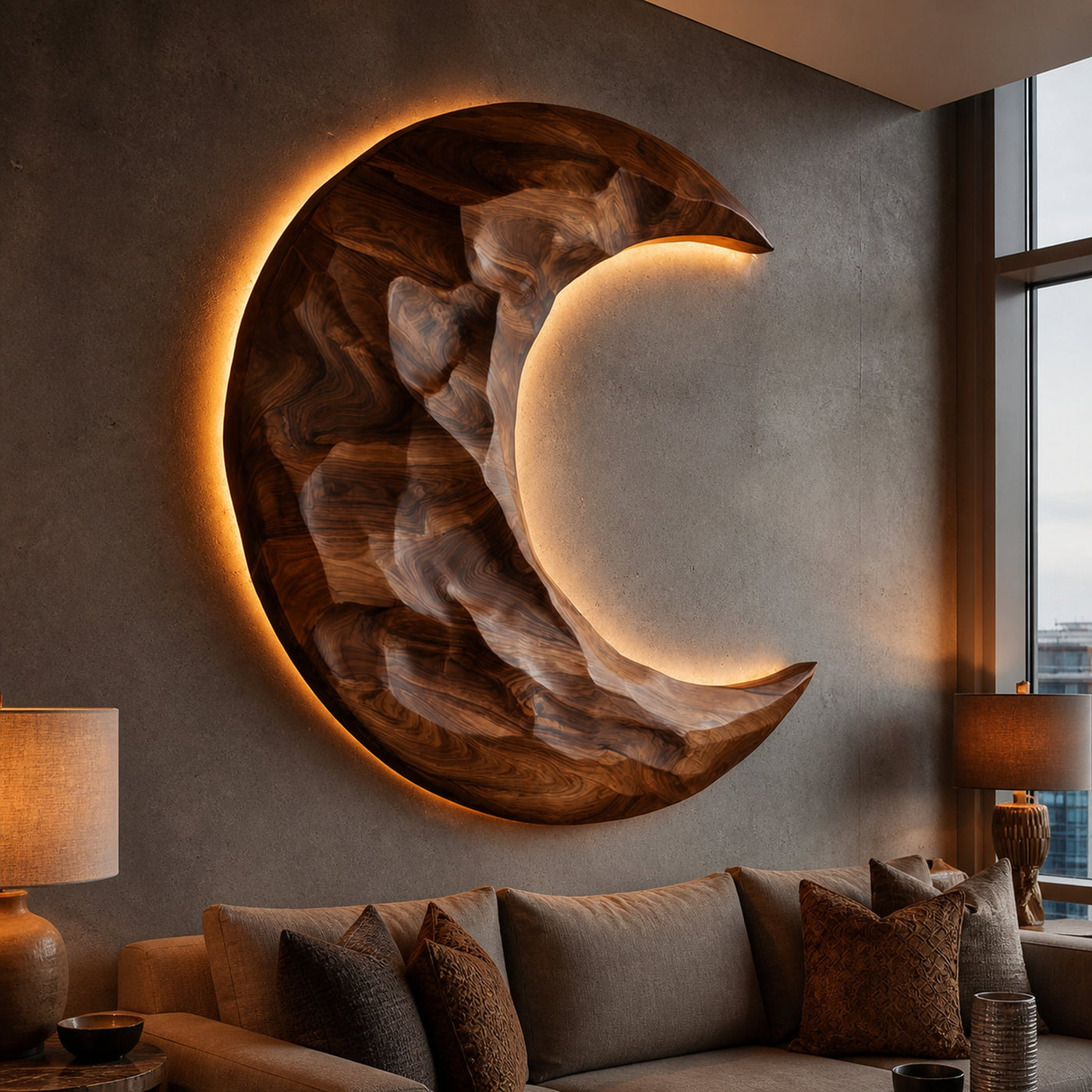 Organic Modern Crescent Wood Wall Art For Living Room - product view 6