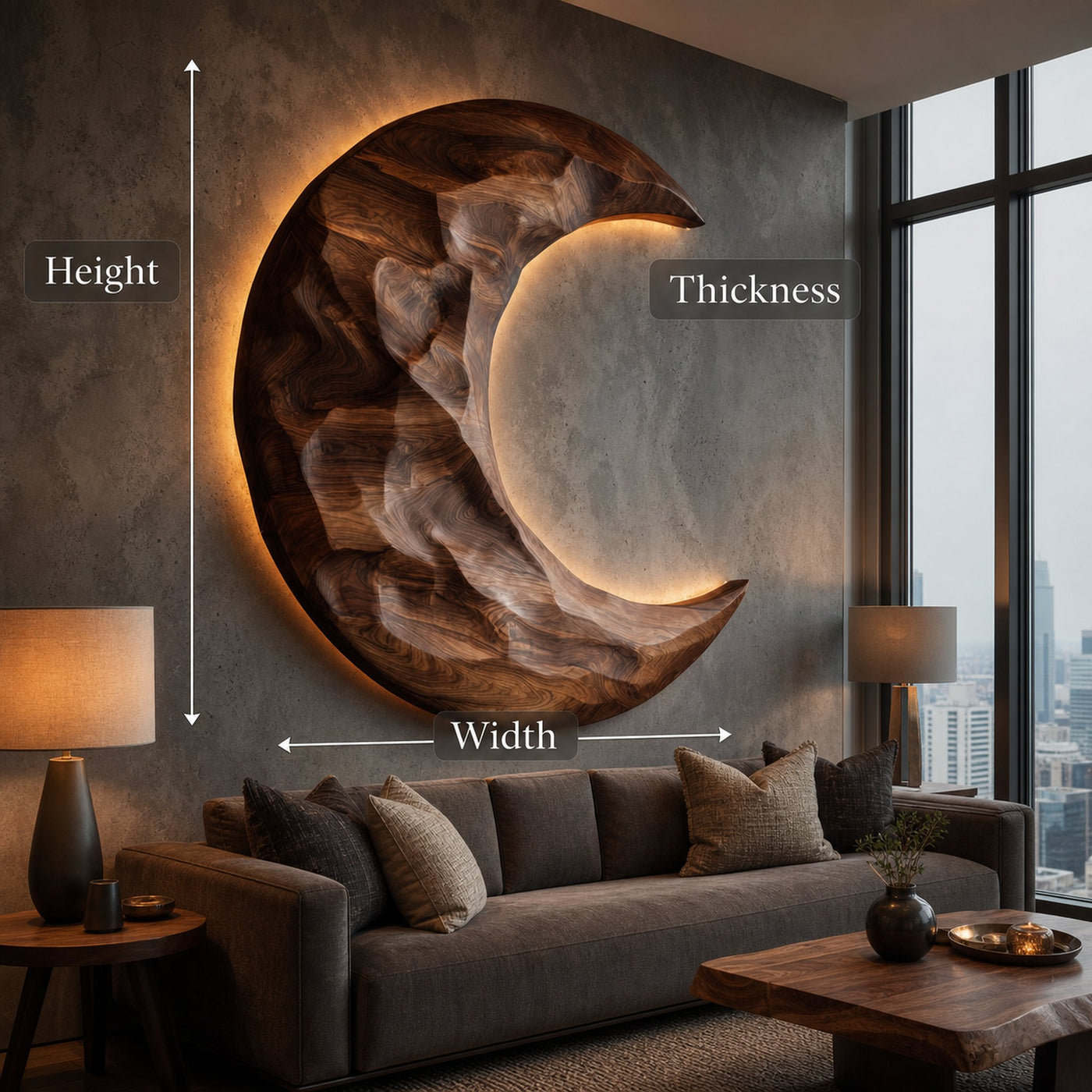 Organic Modern Crescent Wood Wall Art For Living Room - product view 7
