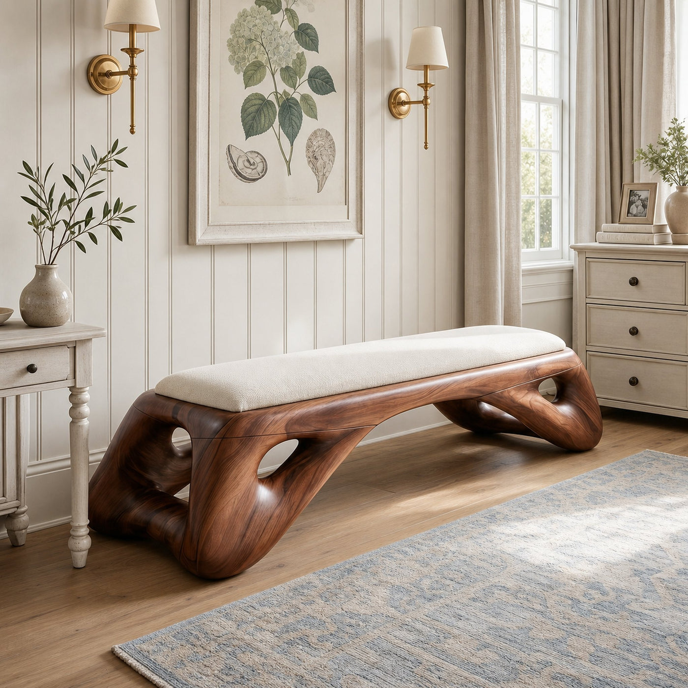 Organic Modern Entryway Bench Luxury Residence