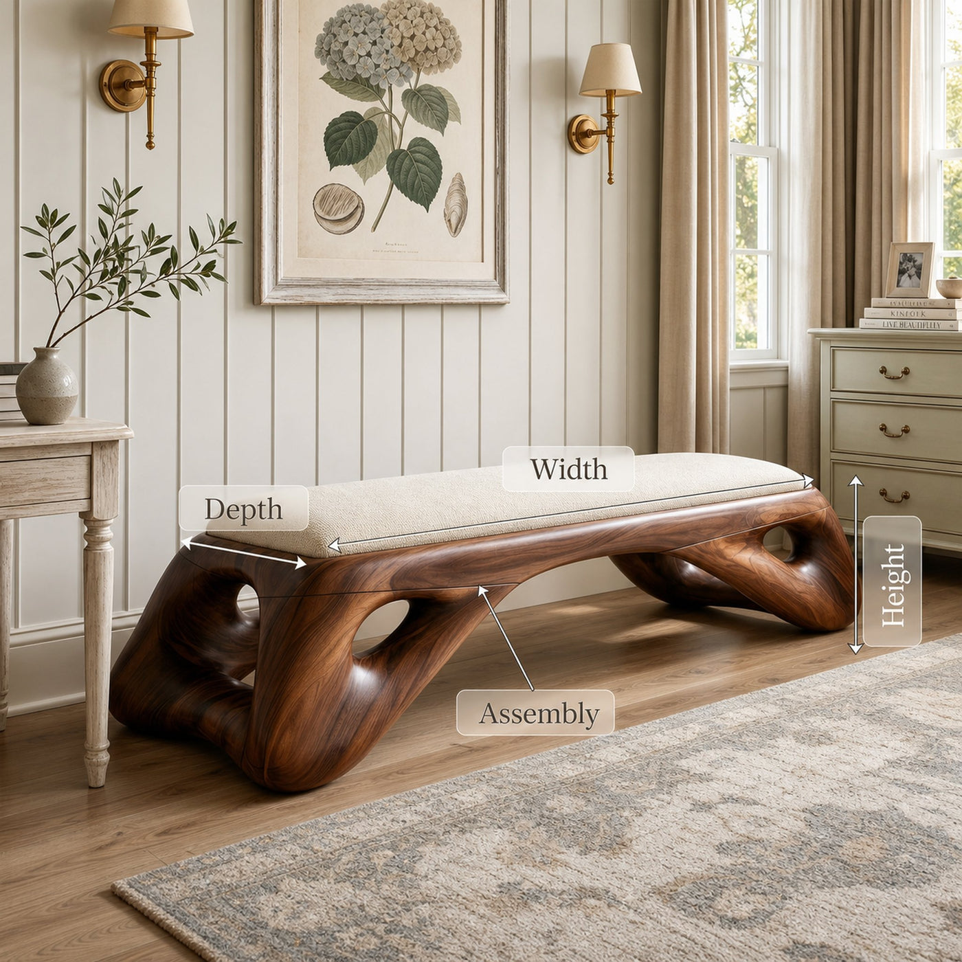Organic Modern Entryway Bench Luxury Residence - product view 8