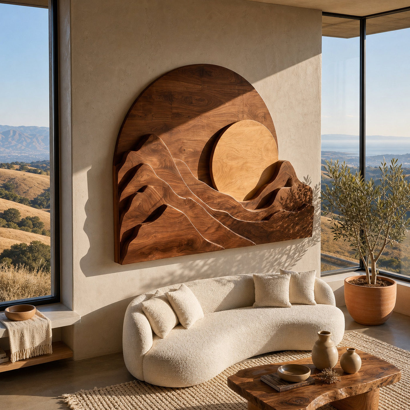 Organic Modern Mountain Wood Wall Art For Living Room - product view 7