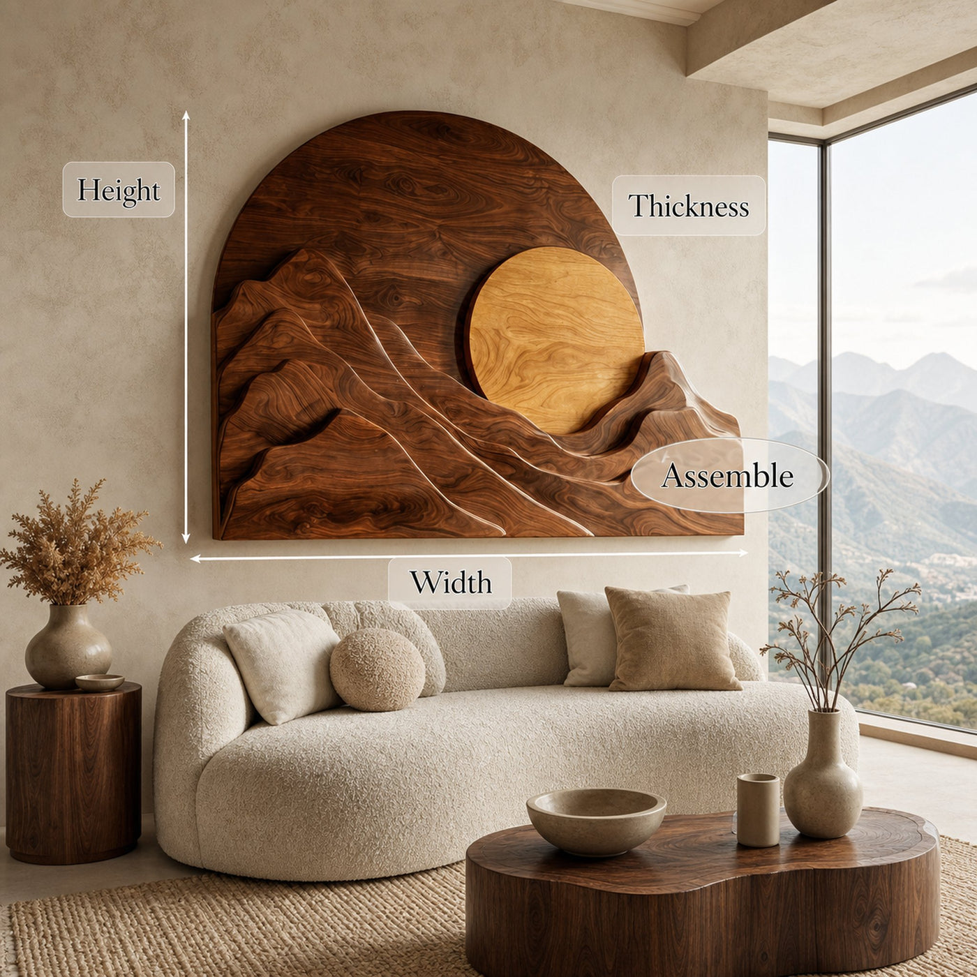 Organic Modern Mountain Wood Wall Art For Living Room - product view 8