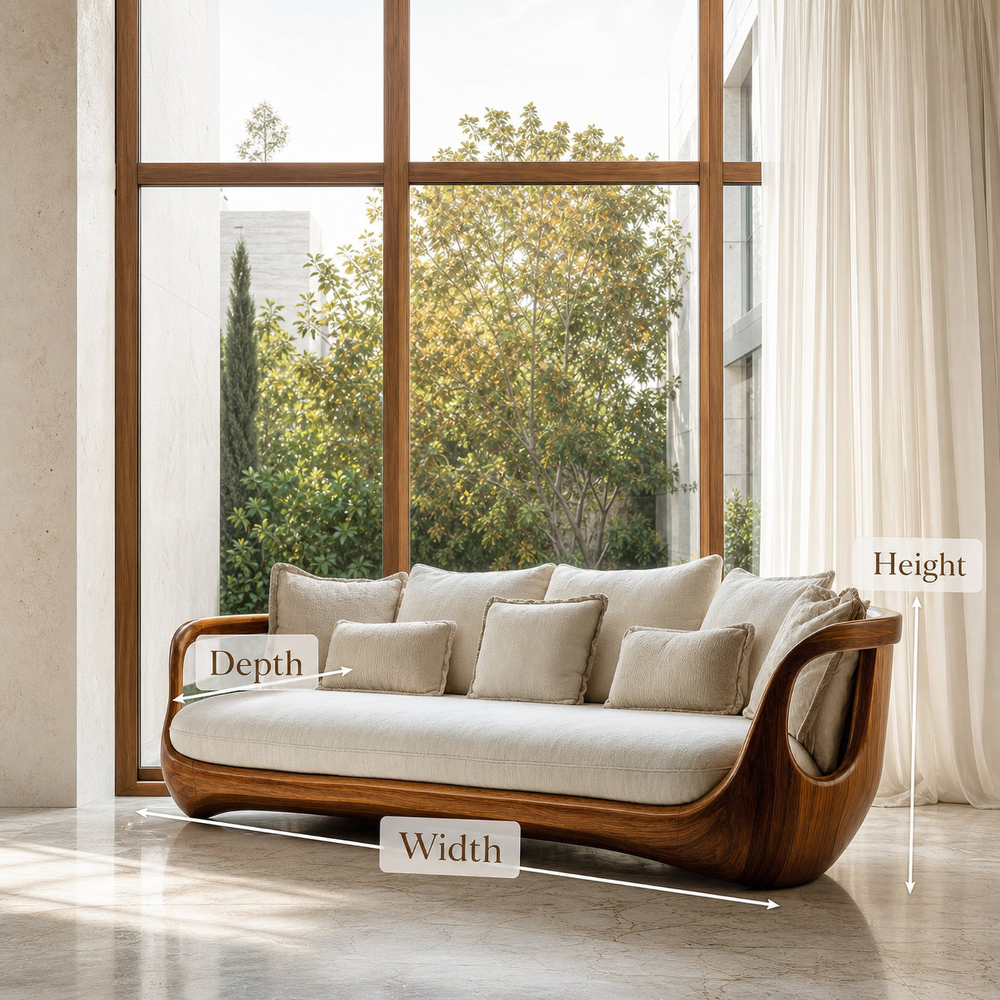 Organic Modern Sculptural Wooden Sofa For Living Room - product view 8
