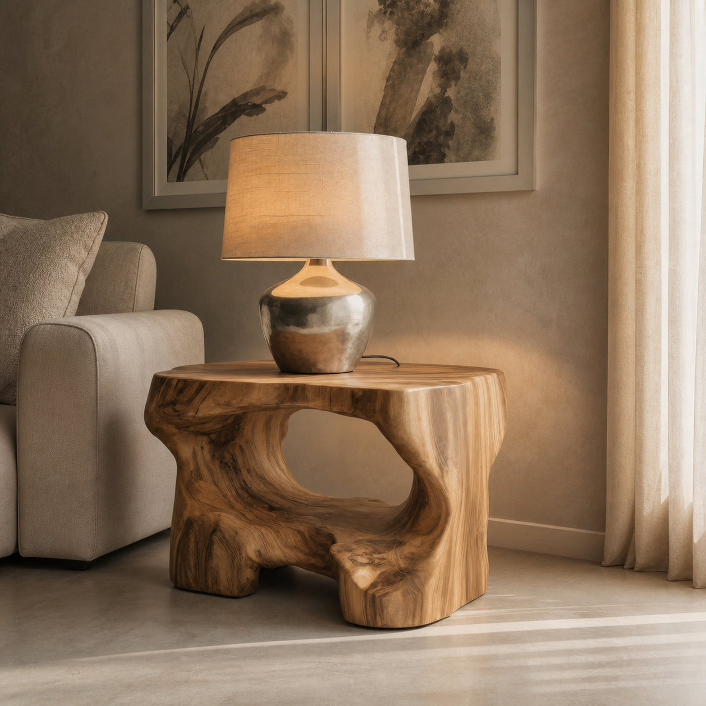 Organic Modern Side Table For Living Room Or Bedroom