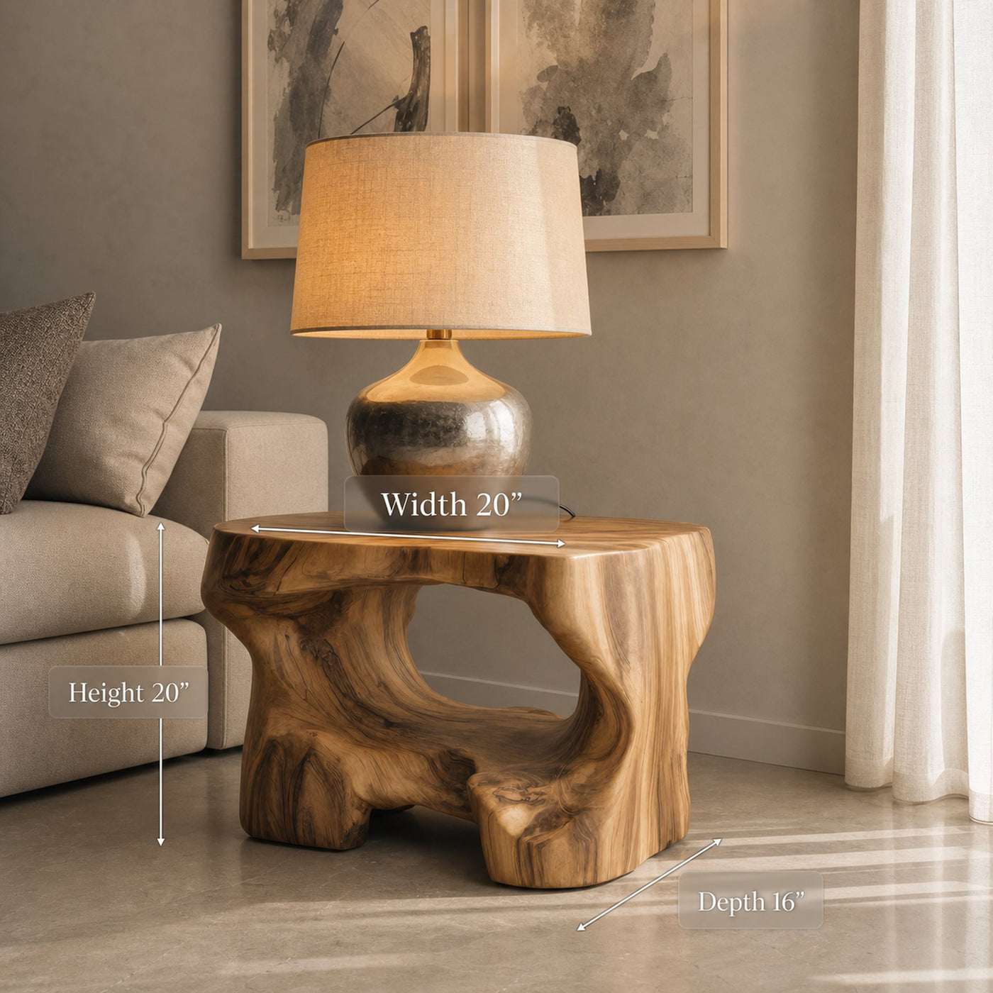 Organic Modern Side Table For Living Room Or Bedroom - product view 6