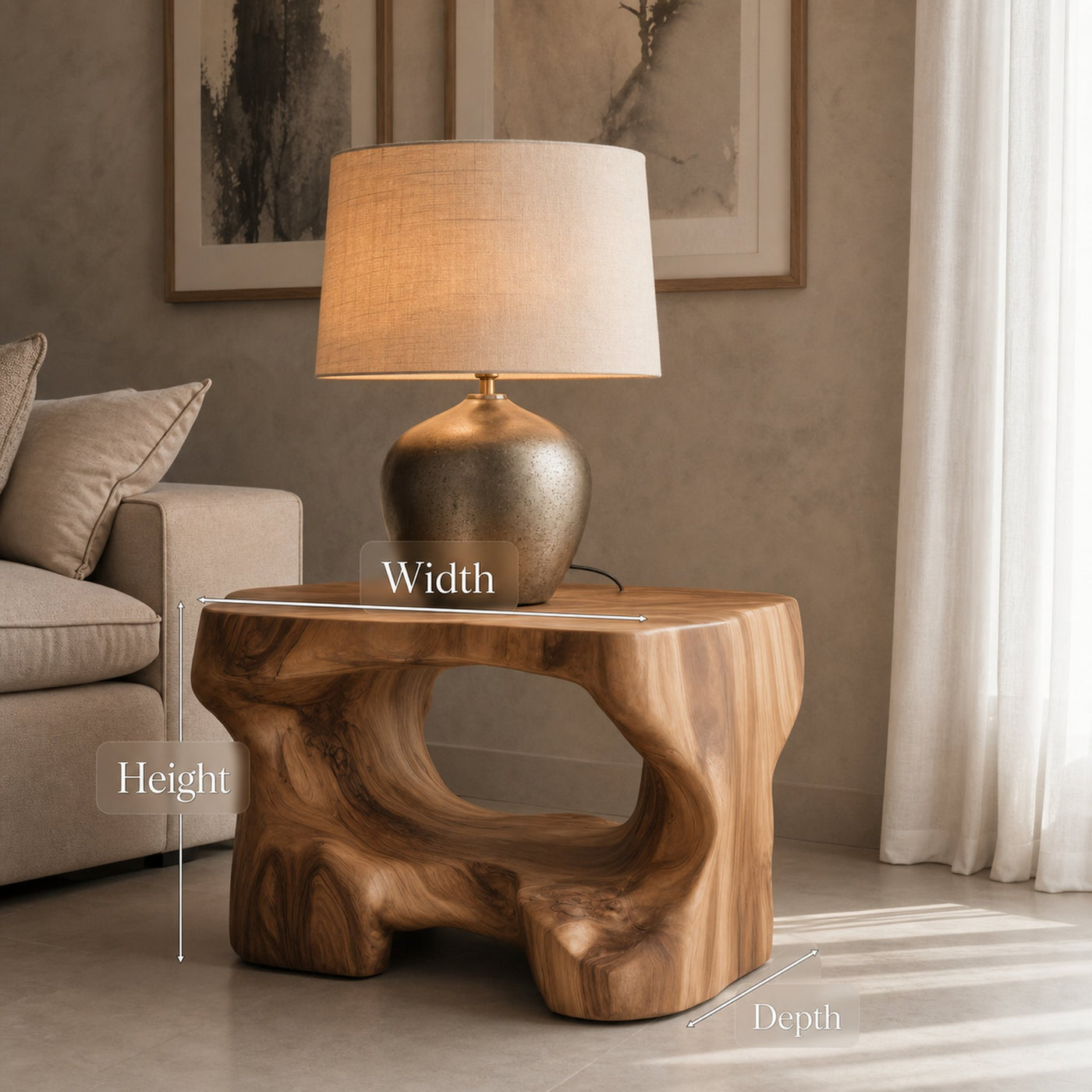 Organic Modern Side Table For Living Room Or Bedroom - product view 7
