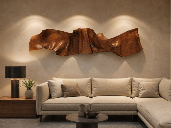 Organic Modern Wall Sculpture Abstract Carved Art Panel For Living Room And Reception