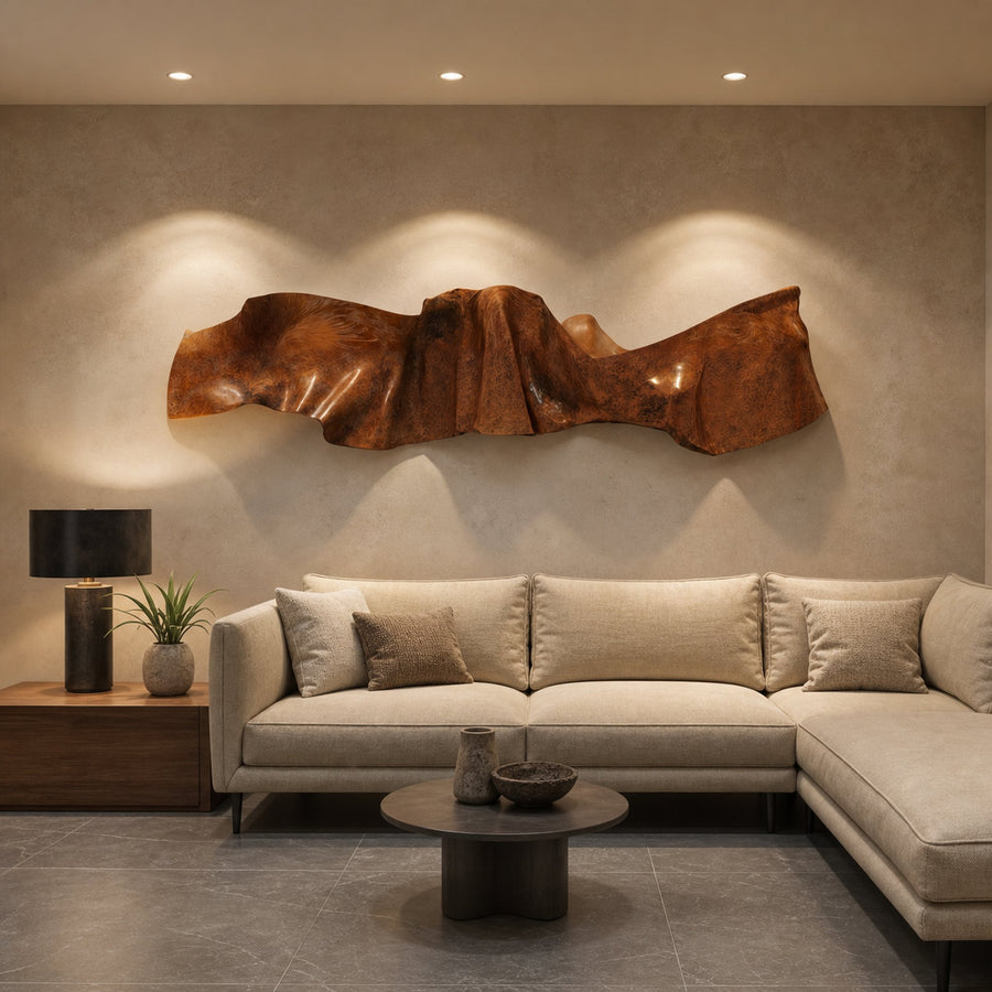 Organic Modern Wall Sculpture Abstract Carved Art Panel For Living Room And Reception