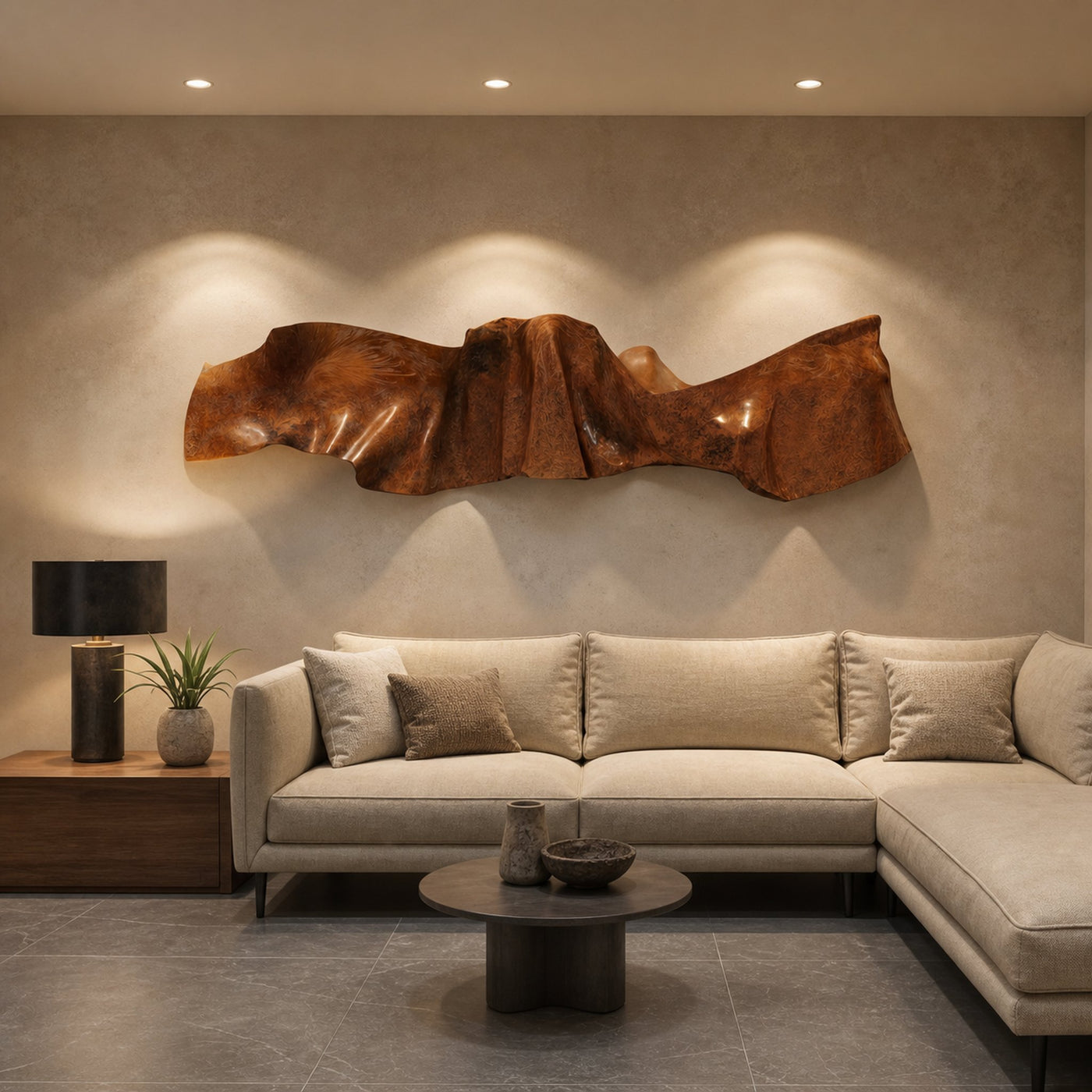 Organic Modern Wall Sculpture Abstract Carved Art Panel For Living Room And Reception