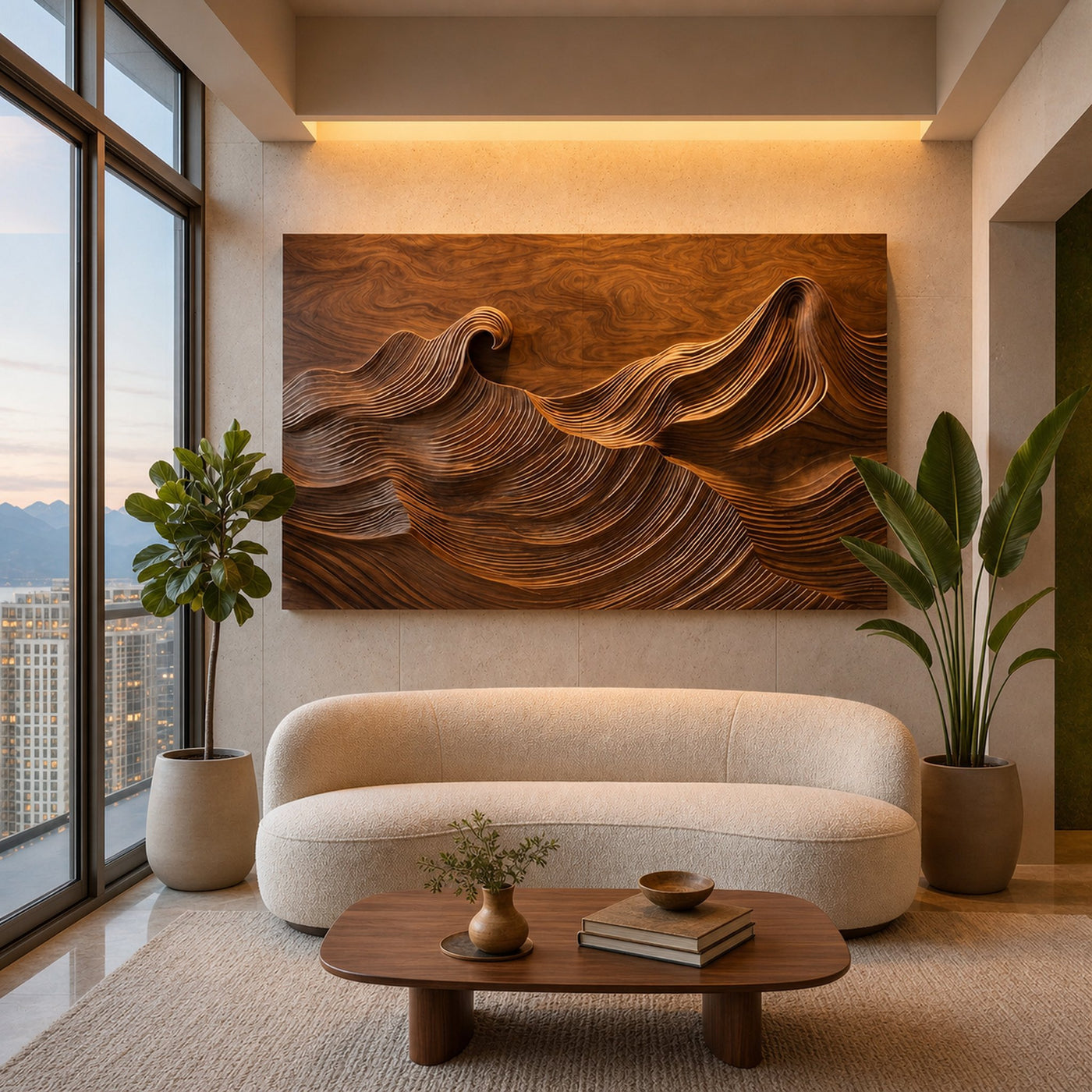 Organic Modern Wave Wood Wall Art For Wall Decor