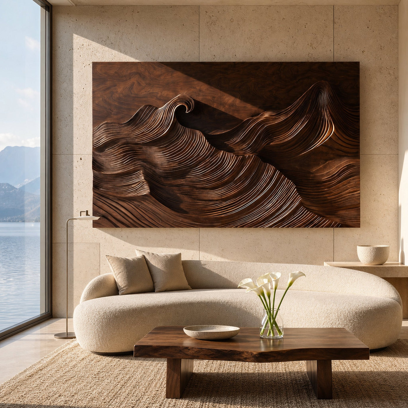 Organic Modern Wave Wood Wall Art For Wall Decor - product view 7