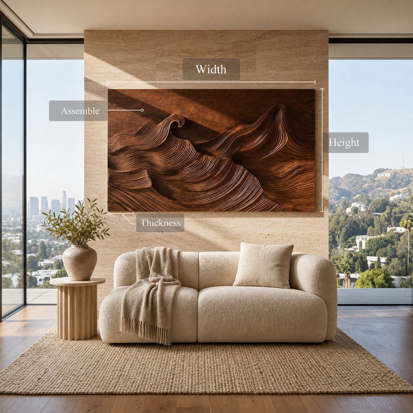 Organic Modern Wave Wood Wall Art For Wall Decor - product view 8
