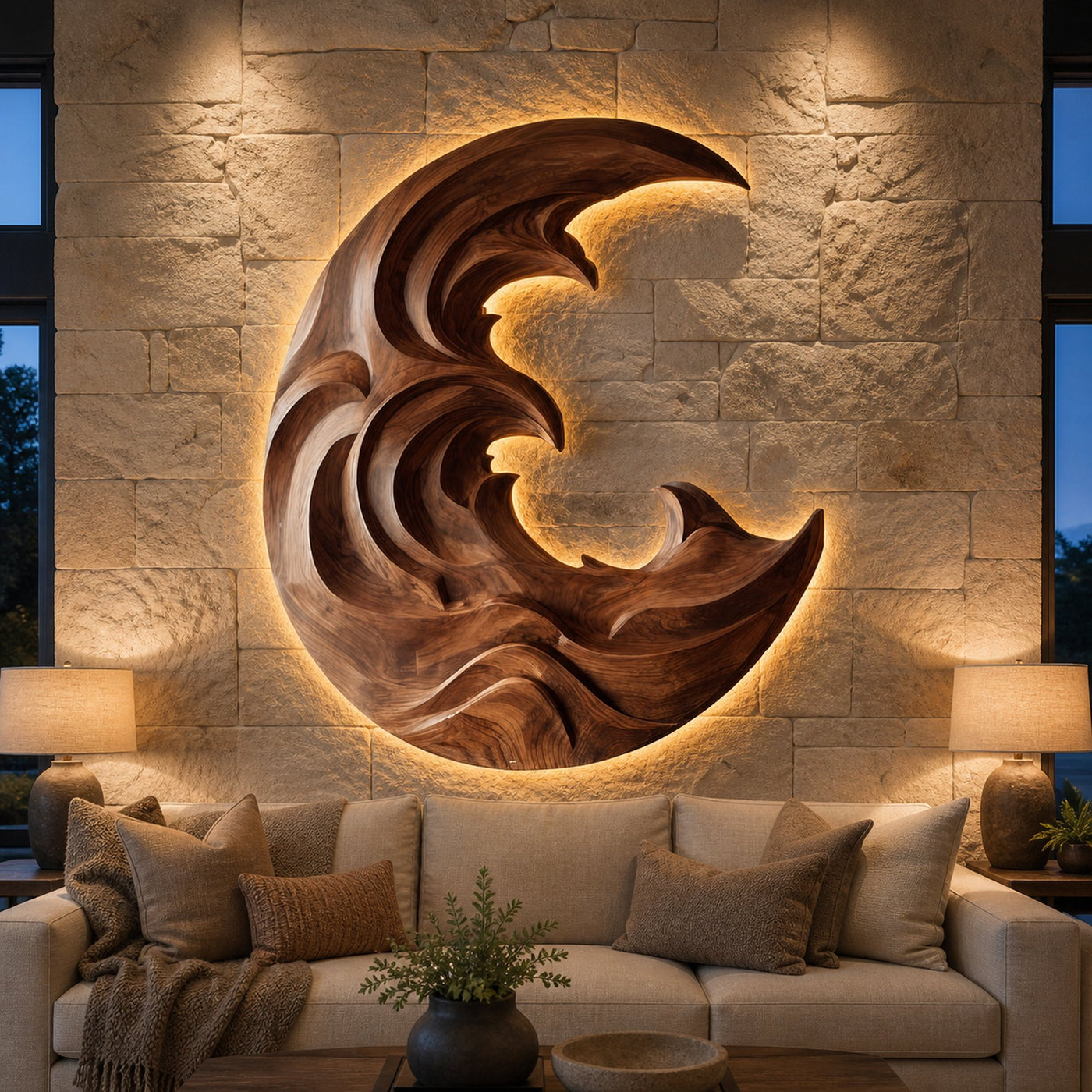 Organic Modern Wood Wave Wall Art For Living Room - product view 6