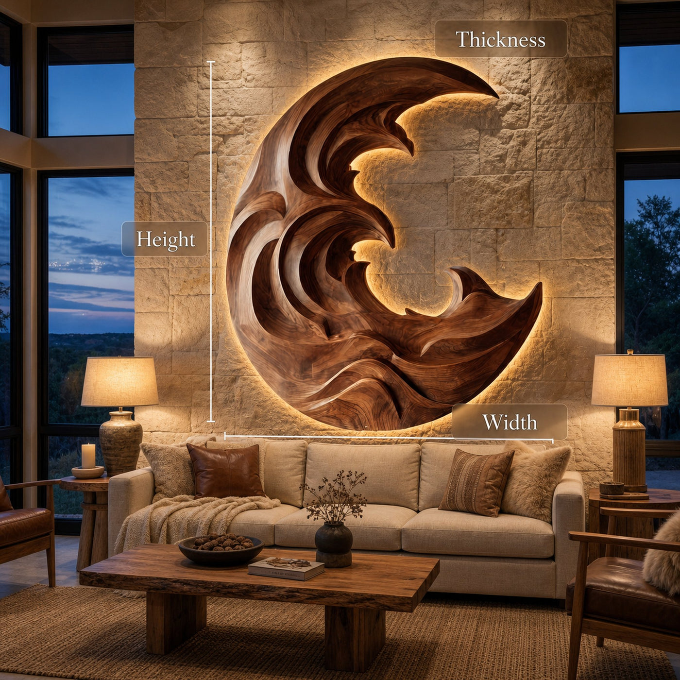 Organic Modern Wood Wave Wall Art For Living Room - product view 7